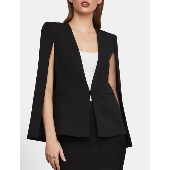 BCBGMAXAZRIA Upas Cape Blazer Jacket Black Formal Cocktail XXS - Picture 1 of 8